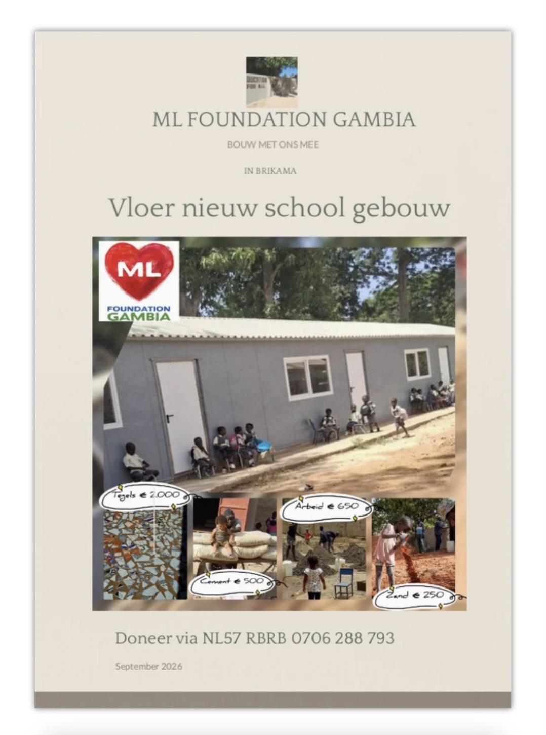 ML Foundation zoekt steun voor nieuwe school in Gambia
